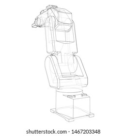 Industrial robot manipulator. Vector image rendered from 3d model in sketch style or drawing. White background