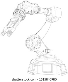 Industrial robot manipulator. Wire-frame on white background. EPS10 format. Vector created of 3d, Wire-frame.
