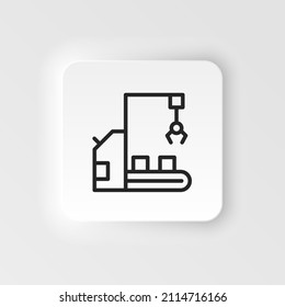 Industrial robot, manufacturing robot icon - Vector neumorphic style vector icon on white background