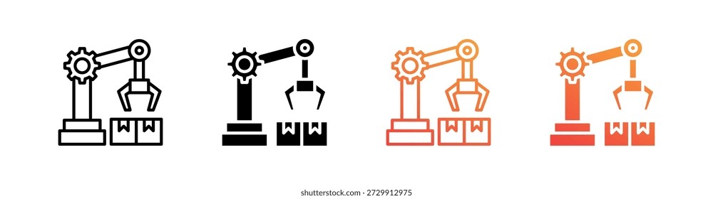 Vector de conjunto de iconos de estilo múltiple de robot de Industrial