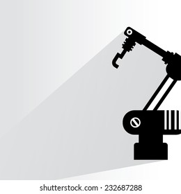 industrial robot on white background, flat and shadow theme