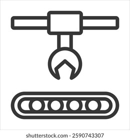 Industrial Robot Outline Icon Vector Illustration