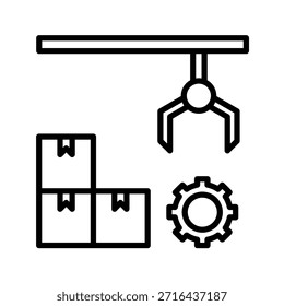 Ilustração de vetor de ícone de contorno de robô industrial