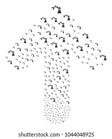 Industrial Robot pattern designed in the shape of forward target arrow. Upwards target arrow figure constructed from industrial robot objects.