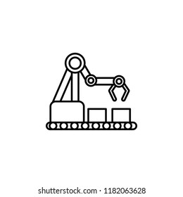 Industrial robot production robot icon. Element of artificial intelligence icon for mobile concept and web apps. Thin line Industrial robot production robot icon on white background