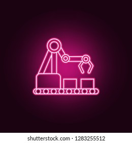 Industrial robot production robot icon. Elements of artificial in neon style icons. Simple icon for websites, web design, mobile app, info graphics