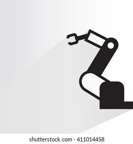 industrial robot, robotic arm in manufacturing process on white background