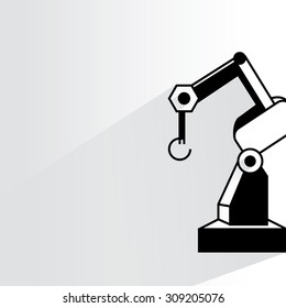 industrial robot, robotic arm on white background, flat and shadow theme