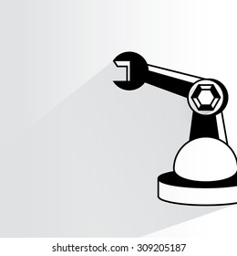 industrial robot, robotic arm on white background, flat and shadow theme