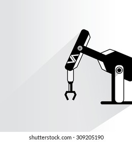 industrial robot, robotic arm on white background, flat and shadow theme