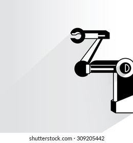 industrial robot, robotic arm on white background, flat and shadow theme