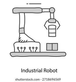 Símbolo de robô industrial com automação robótica para tarefas de fabricação de alta precisão