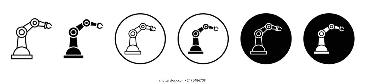 Industrial robot thin line vector icon set.