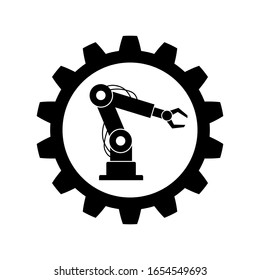Robot industrial, icono vector sobre fondo blanco