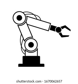 Industrial robot, vector icon on white background