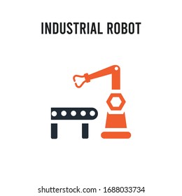 Icono industrial del vector robot sobre fondo blanco. Icono de robot industrial de color rojo y negro. Símbolo de signo de ilustración de elemento simple EPS