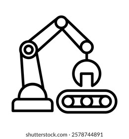 Industrial Robot Vector Line Icon Design