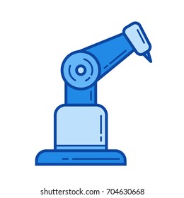 Icono de línea vector robot industrial aislado en fondo blanco. Icono de línea de robot industrial para infografía, sitio web o aplicación. Icono azul diseñado en un sistema de cuadrícula.