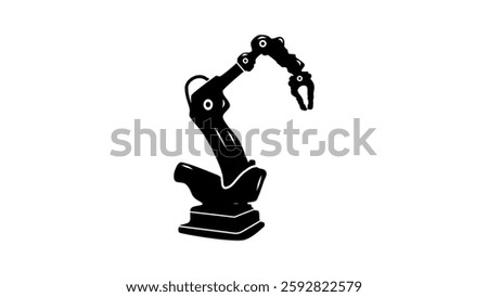 industrial robotic arm, Black Isolated silhouette