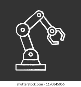 Industrial robotic arm chalk icon. Robot hand. Isolated vector chalkboard illustration