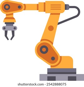 Braço robótico industrial levantar um objeto, automatizando os processos de produção em uma fábrica de fabricação moderna, melhorando a eficiência e a precisão