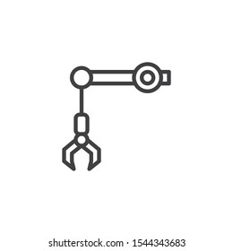 Industrial robotic arm line icon. linear style sign for mobile concept and web design. Robotic loader arm outline vector icon. Symbol, logo illustration. Vector graphics