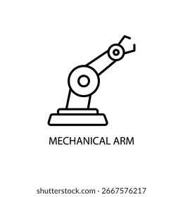 Icono lineal de brazo robótico de Industrial. Ilustración de línea delgada. Mano de robot. Símbolo de contorno. Dibujo de contorno aislado de Vector. Trazo editable