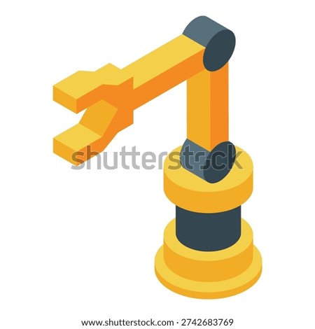 Industrial robotic arm manipulator working, automation technology in isometric view