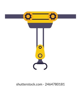 Industrial robotic arm manufacturing automation technology, factory assembly robot machine, orange and grey color