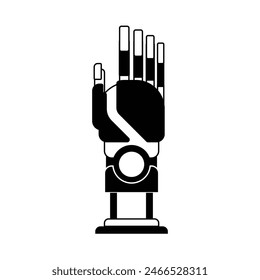 Industrial robotic arm manufacturing automation technology, factory assembly robot machine, black and white color.