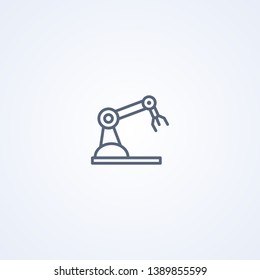 Industrial robotic arm, vector best gray line icon on white background, EPS 10