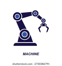Industrielle Roboterarm, Vektorgrafik, die moderne Automatisierung, Fertigung und fortschrittliche Technologie in der Industrie symbolisiert.