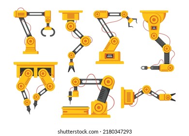 Industrial Robotic Arms Of Robot Manipulator. Manufacturing Automation Technology. Industrial Articulated Robots With Rotary Joints And Mechanical Hands With Laser Torch. Cartoon Vector Illustration - Powered by Shutterstock - Get 15% off with code: PIKWIZARD15