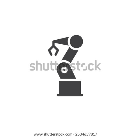 Industrial robotics arm vector icon. filled flat sign for mobile concept and web design. Robot Arm glyph icon. Symbol, logo illustration. Vector graphics