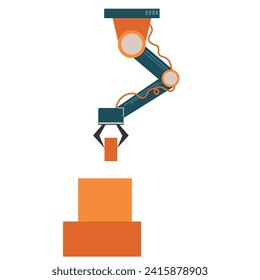 Manipuladores de robots industriales. Brazo robotizado, tecnología robótica de la industria moderna, transportador. Máquinas automáticas de fábrica.