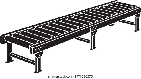 Industrial Roller Conveyor Vector Illustration, Warehouse Logistics and Factory Production Line Icon