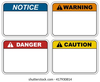 Industrial Safety Decal Vector Template For Notice, Warning, Danger and Caution Labels