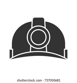 Industrial safety helmet glyph icon. Silhouette symbol. Hard hat. Negative space. Vector isolated illustration