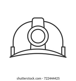 Industrial safety helmet linear icon. Thin line illustration. Miner's hat. Contour symbol. Vector isolated outline drawing