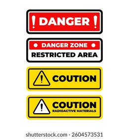 Industrial Safety Sign Set – Bold Hazard Warning and Caution Label Design