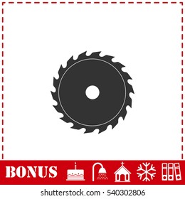 Industrial saw icon flat. Simple vector symbol and bonus icon