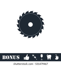 Industrial saw icon flat. Vector illustration symbol and bonus pictogram