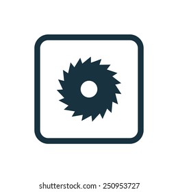 industrial saw icon Rounded squares button, on white background 