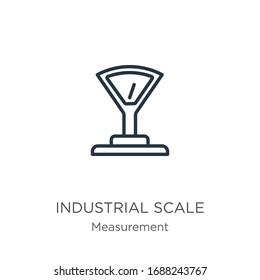 Industrial scale icon. Thin linear industrial scale outline icon isolated on white background from measurement collection. Line vector sign, symbol for web and mobile