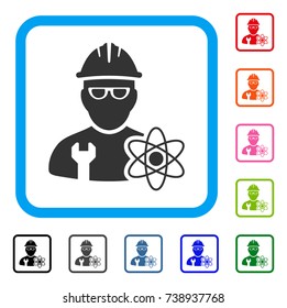 Industrial Scientist icon. Flat gray iconic symbol in a light blue rounded square. Black, gray, green, blue, red, orange color additional versions of Industrial Scientist vector.