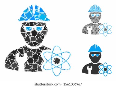 Industrial scientist mosaic of humpy items in different sizes and color tones, based on industrial scientist icon. Vector humpy elements are composed into mosaic.
