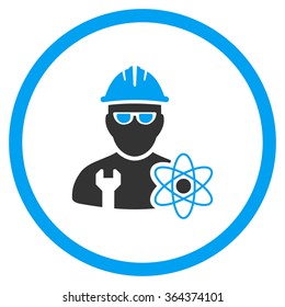 Industrial Scientist vector icon. Style is bicolor flat symbol, blue and gray colors, rounded angles, white background.