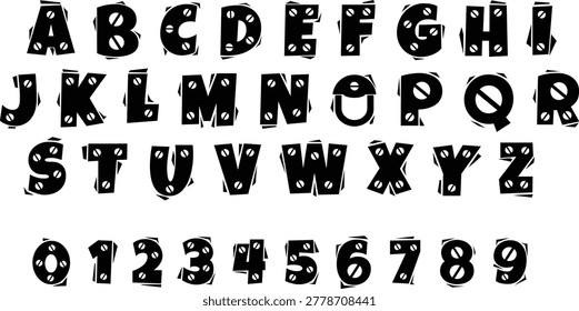 Industrial Screw Bolt Alphabet  Bundle Dark Letters Numbers Clipart 