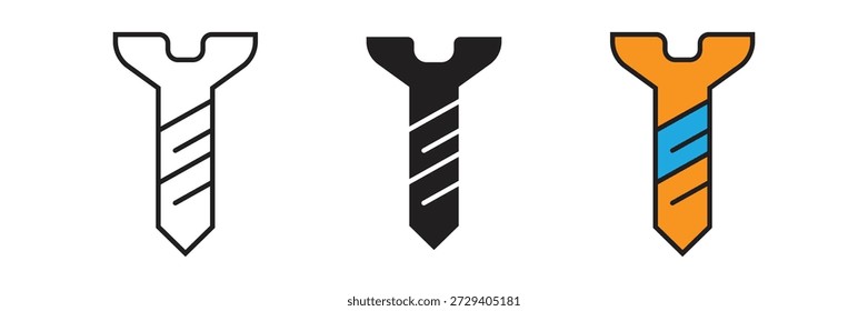 Industrieller Schraubenbolzen, Vektorsymbol. Symbol für Metallschraubenbolzen, das Konstruktionsbefestigungen, Hardwareausrüstung, mechanische Montage und Heimwerkerbauprojekte für den Maschinenbau und die Tischlerei symbolisiert.