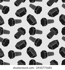 Industrial seamless pattern with Bolt and Nut. Vector illustration